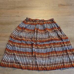 Vintage 70's Stylish Orange and Black Patterned Skirt Size Small